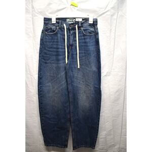 KBB by Kahlana Women's Mid-Rise Barrel Leg The Lynnox Jean Dark Wash Size 4